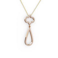 Vidonia Kolye - Swarovski ve pırlanta 14 ayar rose altın kolye (0.324 karat, 40 cm gümüş rolo zincir) #1q8n7i6