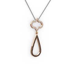 Vidonia Kolye - Pırlanta ve siyah zirkon 18 ayar rose altın kolye (0.288 karat, 40 cm gümüş rolo zincir) #1qyh547