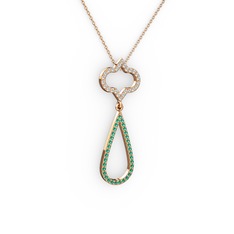 Vidonia Kolye - Beyaz zirkon ve yeşil kuvars 18 ayar rose altın kolye (40 cm rose altın rolo zincir) #1s3vnwl