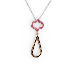 Vidonia Kolye - Rodolit garnet ve siyah zirkon 18 ayar rose altın kolye (40 cm beyaz altın rolo zincir) #1sap6i