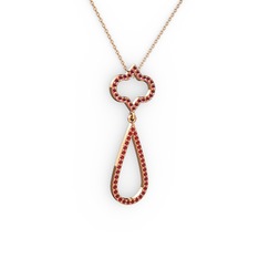Vidonia Kolye - Kök yakut ve garnet 925 ayar rose altın kaplama gümüş kolye (40 cm rose altın rolo zincir) #1suqyz6