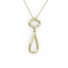 Vidonia Kolye - Swarovski ve beyaz zirkon 18 ayar altın kolye (40 cm altın rolo zincir) #1t0scax