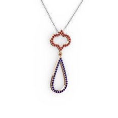 Vidonia Kolye - Garnet ve lab safir 8 ayar rose altın kolye (40 cm beyaz altın rolo zincir) #1trxnbf