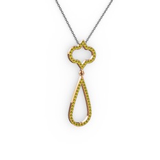 Peridot 18 ayar rose altın kolye (40 cm gümüş rolo zincir)