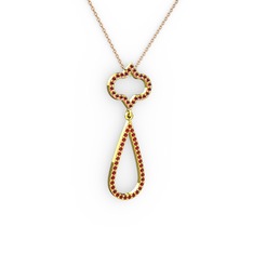 Vidonia Kolye - Kök yakut ve garnet 925 ayar altın kaplama gümüş kolye (40 cm rose altın rolo zincir) #1v5p0q5