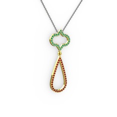 Vidonia Kolye - Yeşil kuvars ve garnet 8 ayar altın kolye (40 cm gümüş rolo zincir) #1vithc7