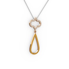 Vidonia Kolye - Swarovski ve sitrin 14 ayar rose altın kolye (40 cm beyaz altın rolo zincir) #1wh18j3