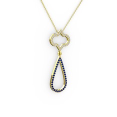 Vidonia Kolye - Swarovski ve lab safir 18 ayar altın kolye (40 cm altın rolo zincir) #1wr49nk