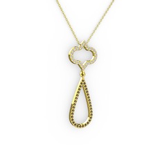 Vidonia Kolye - Beyaz zirkon ve dumanlı kuvars 8 ayar altın kolye (40 cm altın rolo zincir) #1xenifb