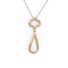 Vidonia Kolye - Pembe kuvars 18 ayar altın kolye (40 cm beyaz altın rolo zincir) #1xy9jgo