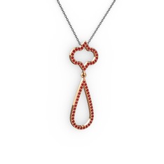 Vidonia Kolye - Garnet 14 ayar rose altın kolye (40 cm gümüş rolo zincir) #1ycxjch
