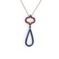 Vidonia Kolye - Garnet ve lab safir 925 ayar siyah rodyum kaplama gümüş kolye (40 cm gümüş rolo zincir) #2yi8fg
