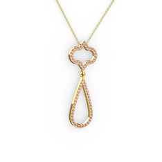 Vidonia Kolye - Pembe kuvars 18 ayar altın kolye (40 cm altın rolo zincir) #3mrcqt