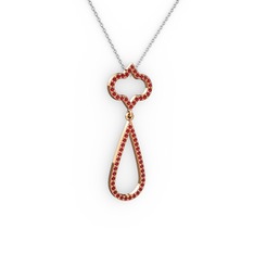Vidonia Kolye - Garnet 8 ayar rose altın kolye (40 cm beyaz altın rolo zincir) #4fy8wa