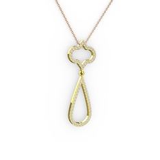 Vidonia Kolye - Pırlanta ve swarovski 14 ayar altın kolye (0.288 karat, 40 cm rose altın rolo zincir) #5asvky