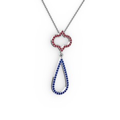 Vidonia Kolye - Garnet ve lab safir 14 ayar beyaz altın kolye (40 cm gümüş rolo zincir) #5liq9s