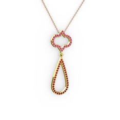 Vidonia Kolye - Rodolit garnet ve garnet 925 ayar altın kaplama gümüş kolye (40 cm rose altın rolo zincir) #5yc5yu