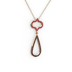 Vidonia Kolye - Garnet ve siyah zirkon 8 ayar rose altın kolye (40 cm rose altın rolo zincir) #67yz4u