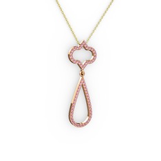 Vidonia Kolye - Pembe kuvars 14 ayar rose altın kolye (40 cm altın rolo zincir) #6ngdjk