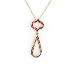 Vidonia Kolye - Garnet ve dumanlı kuvars 14 ayar rose altın kolye (40 cm altın rolo zincir) #846r8q