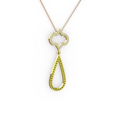 Swarovski ve peridot 8 ayar altın kolye (40 cm rose altın rolo zincir)