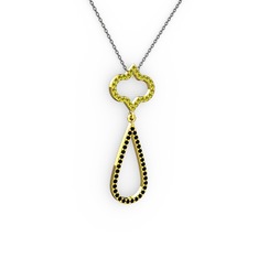 Vidonia Kolye - Peridot ve siyah zirkon 925 ayar altın kaplama gümüş kolye (40 cm gümüş rolo zincir) #a54lml
