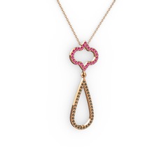 Vidonia Kolye - Rodolit garnet ve dumanlı kuvars 14 ayar rose altın kolye (40 cm gümüş rolo zincir) #aompaz