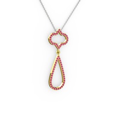 Rodolit garnet 18 ayar altın kolye (40 cm beyaz altın rolo zincir)