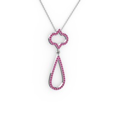 Vidonia Kolye - Rodolit garnet 8 ayar beyaz altın kolye (40 cm beyaz altın rolo zincir) #aqvza1
