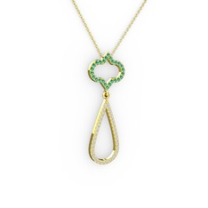 Vidonia Kolye - Yeşil kuvars ve swarovski 18 ayar altın kolye (40 cm gümüş rolo zincir) #ay51vc