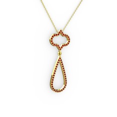 Vidonia Kolye - Garnet ve kök yakut 8 ayar altın kolye (40 cm altın rolo zincir) #bs1zd2