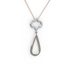 Vidonia Kolye - Pırlanta ve dumanlı kuvars 14 ayar beyaz altın kolye (0.288 karat, 40 cm rose altın rolo zincir) #c8ssvu