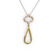 Vidonia Kolye - Pırlanta ve peridot 18 ayar rose altın kolye (0.288 karat, 40 cm beyaz altın rolo zincir) #ckr6fl