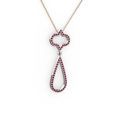 Vidonia Kolye - Kök yakut 14 ayar beyaz altın kolye (40 cm rose altın rolo zincir) #djwvff