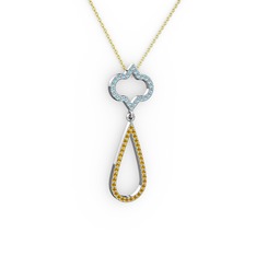 Vidonia Kolye - Akuamarin ve sitrin 925 ayar gümüş kolye (40 cm altın rolo zincir) #dxir2b