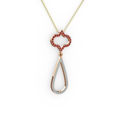 Vidonia Kolye - Garnet ve akuamarin 18 ayar rose altın kolye (40 cm gümüş rolo zincir) #ef9nk8