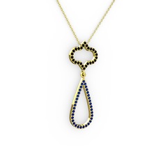 Vidonia Kolye - Siyah zirkon ve lab safir 925 ayar altın kaplama gümüş kolye (40 cm altın rolo zincir) #ehyh4n