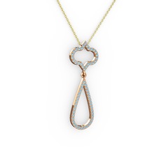 Vidonia Kolye - Akuamarin 14 ayar rose altın kolye (40 cm altın rolo zincir) #ewjfr3