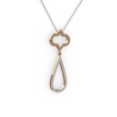 Vidonia Kolye - Dumanlı kuvars ve akuamarin 14 ayar rose altın kolye (40 cm beyaz altın rolo zincir) #f83hwt