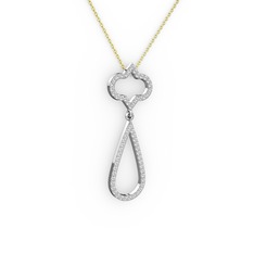 Vidonia Kolye - Pırlanta ve swarovski 14 ayar beyaz altın kolye (0.288 karat, 40 cm altın rolo zincir) #fm4nu3
