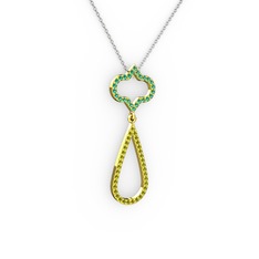 Yeşil kuvars ve peridot 18 ayar altın kolye (40 cm gümüş rolo zincir)