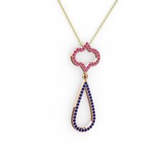 Vidonia Kolye - Rodolit garnet ve lab safir 14 ayar rose altın kolye (40 cm gümüş rolo zincir) #fvyap