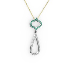 Vidonia Kolye - Yeşil kuvars ve swarovski 925 ayar gümüş kolye (40 cm altın rolo zincir) #fxb5p2