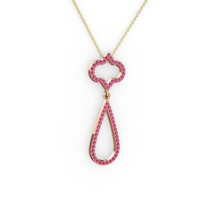 Vidonia Kolye - Rodolit garnet 8 ayar rose altın kolye (40 cm altın rolo zincir) #hdtlx7