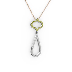 Vidonia Kolye - Peridot ve swarovski 925 ayar gümüş kolye (40 cm rose altın rolo zincir) #hgh3j3