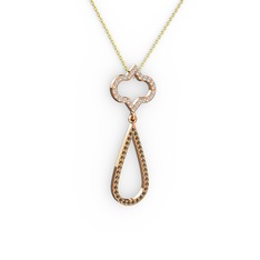 Vidonia Kolye - Pırlanta ve dumanlı kuvars 8 ayar rose altın kolye (0.288 karat, 40 cm gümüş rolo zincir) #hm9bcj