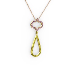 Vidonia Kolye - Ametist ve peridot 14 ayar altın kolye (40 cm rose altın rolo zincir) #hpe79v