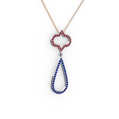 Vidonia Kolye - Garnet ve lab safir 18 ayar beyaz altın kolye (40 cm rose altın rolo zincir) #ikbhxl