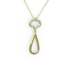 Vidonia Kolye - Akuamarin ve dumanlı kuvars 8 ayar altın kolye (40 cm altın rolo zincir) #iu7ech