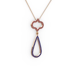Vidonia Kolye - Kök yakut ve lab safir 14 ayar rose altın kolye (40 cm gümüş rolo zincir) #j5bw98